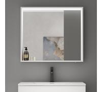 doporro Armoire Murale Salle de Bains avec Miroir et Lampe Luxaris Noir Placard de Rangement Étagères Réglable Anthracite Mat en Bois Armoire de Toilette 3 Portes 100x15x70 cm Spiegelschrank 02