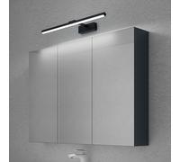 doporro Armoire Murale Salle de Bains avec Miroir et Lampe Luxaris Noir Placard de Rangement Étagères Réglable Anthracite Mat en Bois Armoire de Toilette 3 Portes 120x15x70 cm Spiegelschrank 02