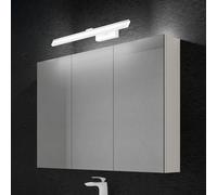 doporro Armoire Murale Salle de Bains avec Miroir et Lampe Strahlenschön Chromé Placard de Rangement Étagères Réglable Blanc Mat en Bois Armoire de Toilette 3 Portes 100x15x70 cm Spiegelschrank 02