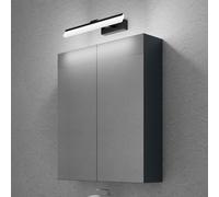 doporro Armoire Murale Salle de Bains avec Miroir et Lampe Strahlenschön Noir Placard de Rangement Étagères Réglable Anthracite Mat en Bois Armoire de Toilette 3 Portes 60x15x70 cm Spiegelschrank 02