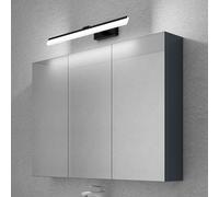 doporro Armoire Murale Salle de Bains avec Miroir et Lampe Strahlenschön Noir Placard de Rangement Étagères Réglable Anthracite Mat en Bois Armoire de Toilette 3 Portes 100x15x70 cm Spiegelschrank 02