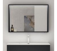 doporro Armoire Murale Salle de Bains avec Miroir LED Placard de Rangement Compartiment Ouvert Anthracite Mat en Bois Armoire de Toilette 120x12x70 cm Spiegelschrank 01