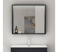 doporro Armoire Murale Salle de Bains avec Miroir LED Placard de Rangement Compartiment Ouvert Blanc Mat en Bois Armoire de Toilette 100x12x70 cm Spiegelschrank 01