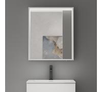 doporro Armoire Murale Salle de Bains avec Miroir LED Placard de Rangement Compartiment Ouvert Blanc Mat en Bois Armoire de Toilette 80x12x70 cm Spiegelschrank 01