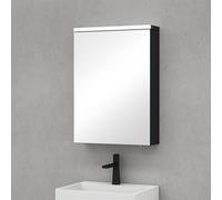 doporro Armoire Murale Salle de Bains avec Miroir LED Placard de Rangement Étagères Réglable Anthracite Mat en Bois Armoire de Toilette 2 Portes 70x15x70 cm Spiegelschrank 03