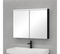 doporro Armoire Murale Salle de Bains avec Miroir LED Placard de Rangement Étagères Réglable Blanc Mat en Bois Armoire de Toilette 1 Porte 50x15x70 cm Spiegelschrank 03