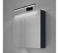 doporro Armoire Murale Salle de Bains avec Miroir Placard de Rangement Étagères Réglable Anthracite Mat en Bois Armoire de Toilette 3 Portes 100x15x70 cm Spiegelschrank 02