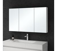 doporro Armoire Murale Salle de Bains avec Miroir Placard de Rangement Étagères Réglable Blanc Mat en Bois Armoire de Toilette 2 Portes 60x15x70 cm Spiegelschrank 02