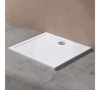 doporro Bac à douche 70x80 receveur de douche antiglisse rectangulaire blanc Lucia02AR 70x80x4 +Bonde AL01