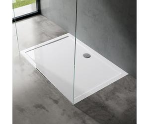 doporro Bac à Douche Antiglisse Receveur de Douche Rectangulaire Blanc Acrylique Faro2 70x90x4cm + Bonde AL02