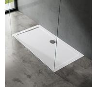 doporro Bac à Douche Antiglisse Receveur de Douche Rectangulaire Blanc Acrylique Faro2 75x140x4 cm