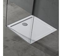 doporro Bac à Douche Antiglisse Receveur de Douche Rectangulaire Blanc Acrylique Faro2 75x80x4cm + Bonde AL02