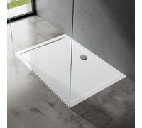 doporro Bac à Douche Antiglisse Receveur de Douche Rectangulaire Blanc Acrylique Faro2 80x90x4cm + Bonde AL02