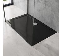 doporro Bac à Douche Antiglisse Receveur de Douche Rectangulaire Noir Acrylique Faro2 80x120x4cm