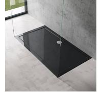 doporro Bac à Douche Antiglisse Receveur de Douche Rectangulaire Noir Acrylique Faro2 90x160x4cm
