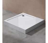 doporro Bac à Douche Blanc Receveur de Douche Carré en Acrylique Faro1H 100x100x14cm avec Bonde AL01