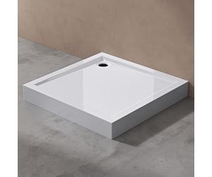 doporro Bac à Douche Blanc Receveur de Douche Carré en Acrylique Faro1H 100x100x14cm avec Bonde AL01