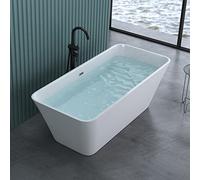 doporro Baignoire Îlot Rectangulaire 170cm Blanc Vicenza529OA Acrylique avec Bonde et trop plein 170x75x58cm