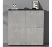 doporro Buffet Commode 100 cm Meuble de Rangement Gris Noir Mat et Béton Placard Salon Salle à Manger 4 Portes Schrank04