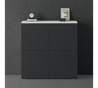 doporro Buffet Commode 100cm Meuble de Rangement Blanc Mat et Gris Noir Mat Placard Salon Salle à Manger 4 Portes Schrank04