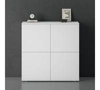 doporro Buffet Commode 100cm Meuble de Rangement Blanc Mat Placard Salon Salle à Manger 4 Portes Schrank04
