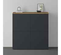 doporro Buffet Commode 100cm Meuble de Rangement Chêne Clair et Gris Noir Mat Placard Salon Salle à Manger 4 Portes Schrank04