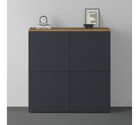doporro Buffet Commode 100cm Meuble de Rangement Chêne Clair et Gris Noir Mat Placard Salon Salle à Manger 4 Portes Schrank04