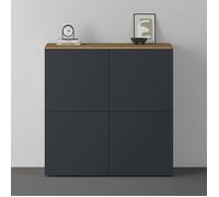 doporro Buffet Commode 100cm Meuble de Rangement Chêne Clair et Gris Noir Mat Placard Salon Salle à Manger 4 Portes Schrank04