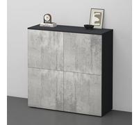 doporro Buffet Commode 100cm Meuble de Rangement Gris Noir Mat et Béton Placard Salon Salle à Manger 4 Portes Schrank04