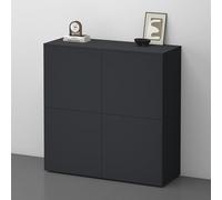 doporro Buffet Commode 100 cm Meuble de Rangement Gris Noir Mat Placard Salon Salle à Manger 4 Portes Schrank04
