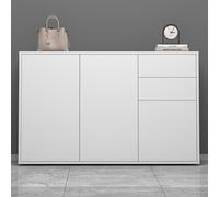 doporro Buffet Commode 120 cm Meuble de Rangement Blanc Mat Placard Salon Salle à Manger 3 Portes et 2 tiroirs Schrank05