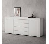 doporro Buffet Commode 167 cm Meuble de Rangement Blanc Mat Placard Salon Salle à Manger 2 Portes et 4 Tiroirs S3