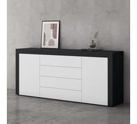doporro Buffet Commode 167 cm Meuble de Rangement Gris Noir Mat et Blanc Mat Placard Salon Salle à Manger 2 Portes et 4 Tiroirs Schrank03