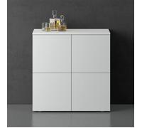 doporro Buffet Commode 76 cm Meuble de Rangement Blanc Mat Placard Salon Salle à Manger 4 Portes Schrank04
