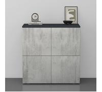doporro Buffet Commode 76 cm Meuble de Rangement Gris Noir Mat et Béton Placard Salon Salle à Manger 4 Portes Schrank04