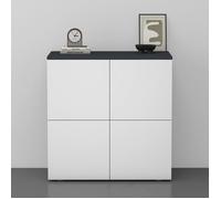 doporro Buffet Commode 76 cm Meuble de Rangement Gris Noir Mat et Blanc Mat Placard Salon Salle à Manger 4 Portes Schrank04