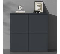 doporro Buffet Commode 76 cm Meuble de Rangement Gris Noir Mat Placard Salon Salle à Manger 4 Portes Schrank04