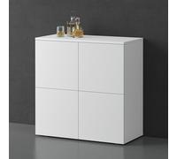 doporro Buffet Commode 76cm Meuble de Rangement Blanc Mat Placard Salon Salle à Manger 4 Portes Schrank04