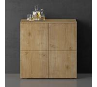doporro Buffet Commode 76cm Meuble de Rangement Chêne Clair Placard Salon Salle à Manger 4 Portes Schrank04