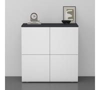 doporro Buffet Commode 76cm Meuble de Rangement Gris Noir Mat et Blanc Mat Placard Salon Salle à Manger 4 Portes Schrank04