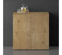 doporro Buffet Commode 76cm Meuble de Rangement Placard avec 4 Portes | Placard Salon Salle à Manger, Chêne Clair, Schrank04