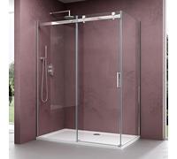 doporro Cabine de Douche 100x120 Paroi de Douche Montage Réversible avec Porte Coulissante Ravenna17 100x120x195cm Verre ESG Transparent 8mm