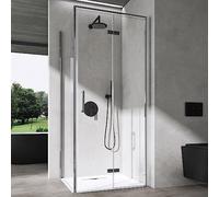doporro Cabine de Douche en Angle 90x90x195cm Porte Pliante | Paroi de Douche, Verre Transparant, Montage Réversible, avec Nano-revêtement Ravenna37K-Plus