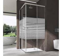 doporro Cabine de Douche en Angle Bandes Opaques 75x100cm Paroi de Douche Hauteur de 190cm Portes Coulissantes Montage Réversible Ravenna16MS-Plus