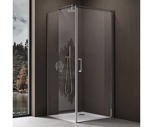 doporro Cabine de Douche en Angle Montage réversible Porte Pivotante 90x90x195cm en Verre Transparent de 8mm Ravenna36K