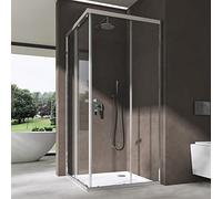 doporro Cabine de Douche en Angle Transparent 80x100cm Paroi de Douche Hauteur de 190cm Portes Coulissantes Montage Réversible Verre de Sécurité Ravenna16K
