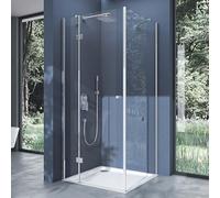 doporro Cabine de Douche en Angle Transparent 80x100x190cm Paroi de Douche Montage Réversible Porte Pivotante Rectangulaire Ravenna05