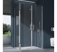 doporro Cabine de Douche Montage Réversible Rectangulaire 90x120x195cm Paroi de Douche Porte Pivotante en Verre Transparent de 8mm Ravenna66K