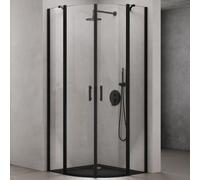 doporro Cabine de Douche Noir avec Bac à Douche Pare-Douche Douche en Quart de Cercle 80X80X195 Ravenna52K Verre Transparent ESG 6mm Nano