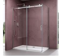 doporro Cabine de Douche Paroi de Douche avec Porte Coulissante 90x100x195cm Montage Réversible Verre Transparent 8mm Ravenna17